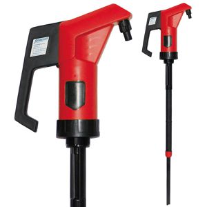 Jessberger Fasspumpe JP-04 rot, 2 Zoll Gewinde, mit Hebel, für alkalische Medien, 200 Liter Fässer, 0,3 Liter pro Hub