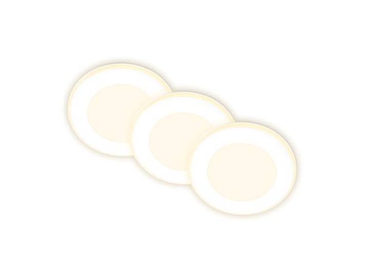 BRILONER - 3er Set LED Einbaustrahler 230V mit Nachtlichtfunktion, Flächen und Ringe sep. schaltbar, Speicherfunktion, LED Spot, flach, Deckenspots, Einbauleuchten, Wohnzimmer, 68mm, 93x30mm, Weiß