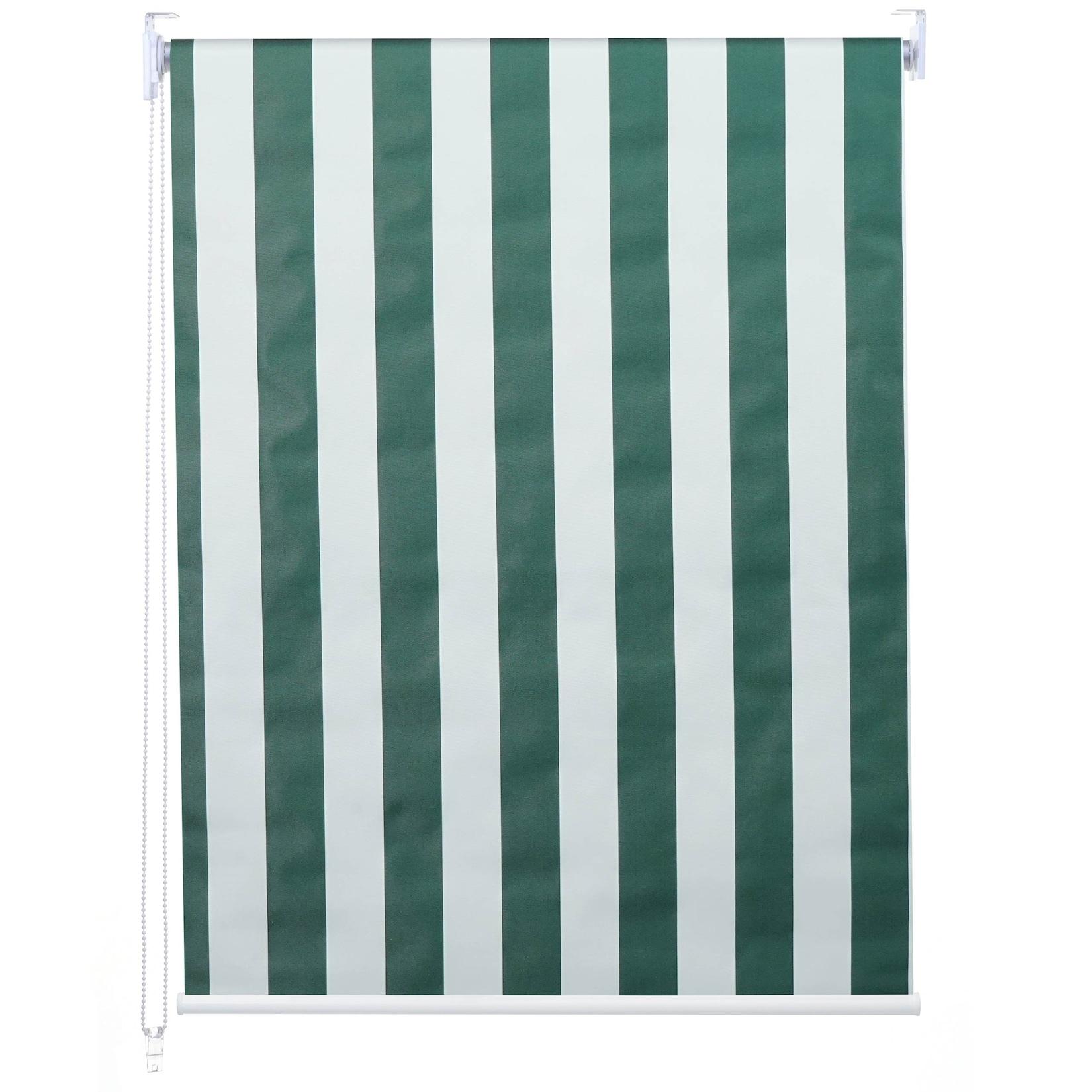 Rollo MCW-D52, Fensterrollo Seitenzugrollo Jalousie, Sonnenschutz Verdunkelung blickdicht 70x230cm ~ grün/weiß
