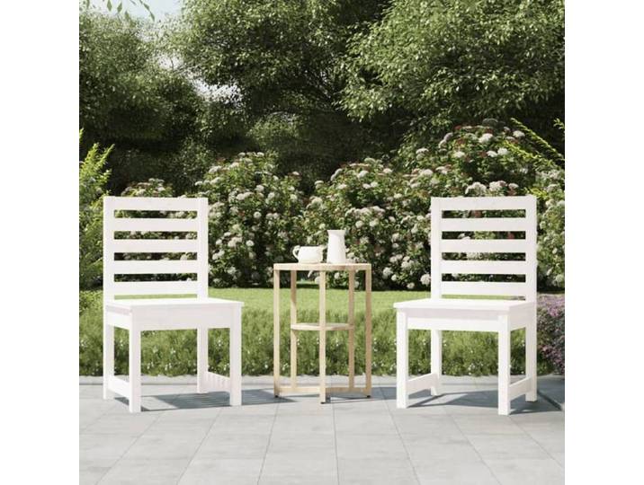 Prix bas - Chaises de jardin-Chaise d'extérieur lot de 2 blanc 50x48x91 5 cm bois massif pin （453196125839)
