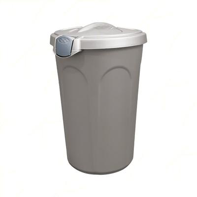 Stefanplast Tom 46-Liter-Abfalleimer in Taubengrau mit Deckel, Griffen und Clipverschluss