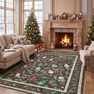 Garvee Washable Christmas Nutcracker Area Rug