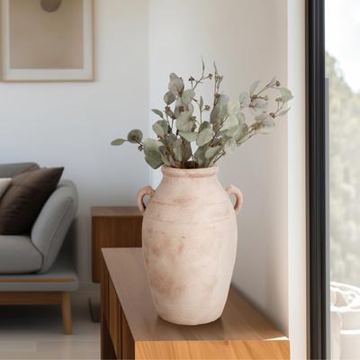 Sagebrook Home Decorative Vase - White Ceramic Amphora Weathered Handled,19