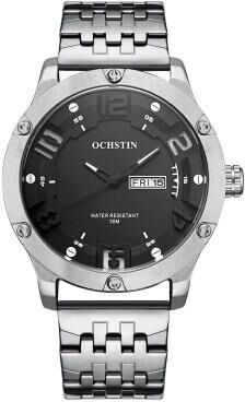 Everyday Crate OCHSTIN Classic Quartz Men Watch Stainless Steel Day Date Business Wristwatch silver White