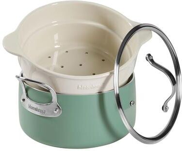 Bloomhouse 6-QT Aluminum Dutch Oven w/ Non-Stick Non-Toxic Ceramic Interior and Ceramic Steamer Insert