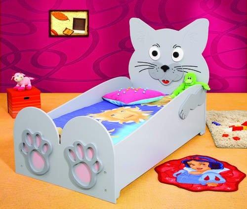 Kinderbett Jugendbett Bett Betten + Matratze Holzbett 90x200cm Tier Katze