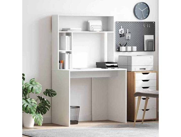 1pc Blanc Armoire Bureau d'étude - Magnifique Bureau droit avec étagère Blanc 91x50x149cm - Bois d'ingénierie CL1368699