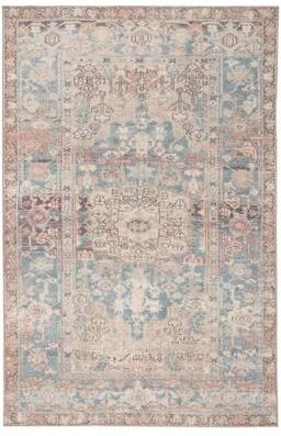 Machine Washable Gracewood Hollow Chambers Blue/ Beige Medallion Area Rug