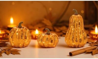 LED Mercury Glass Pumpkin Decor (Set of 3) by Melrose in Orange (Size ONE SIZE)