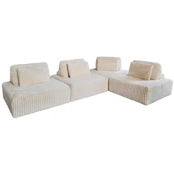 KAWOLA Modulsofa WIOLO SOFT 4 Module 4 Rückenkissen Weicher Breitcord cremeweiß