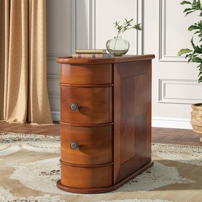 Bluebell "23.6"" Solid Wood Narrow End Table with 2 Drawers, Fully Assembled Slim Bedside Nightstand Chairside Table"