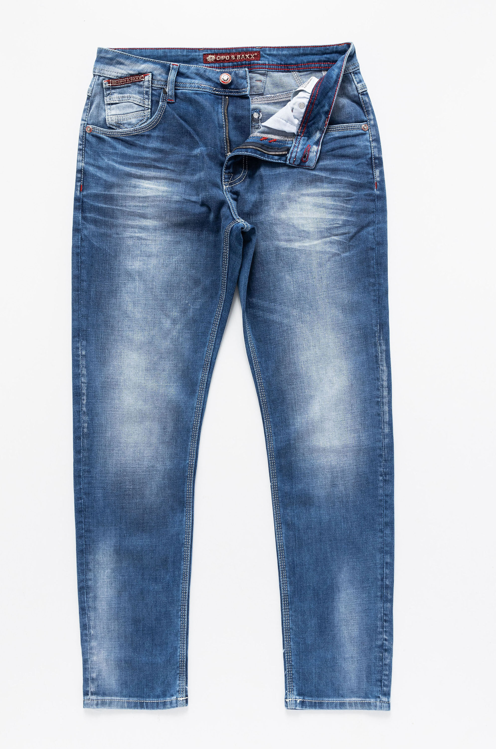 Slim-fit-Jeans CIPO & BAXX "Jeans", Herren, Gr. 32, Länge 34, blau, 98% Baumwolle, 2% Elasthan, unifarben, slim fit lang, Jeans Slim-fit-Jeans, in Slim-Fit