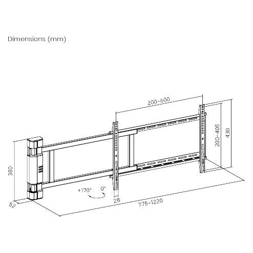 LKD TV-Wandhalterung mit Fernbedienung und Schwenkfunktion, 50 kg, 32"-75" (50 kg, 32" - 75") (77931260)