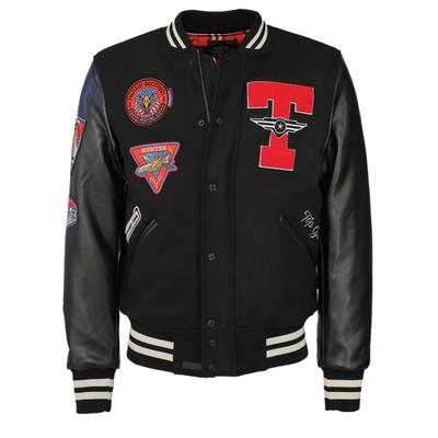 Bomberjacke TOP GUN "TG22015", Herren, Gr. 52L, schwarz, Obermaterial: 40% Wolle, 60% Polyester. Strick: 100% Polyester. Wattierung: 100% Polyester. Futter: 100% Polyester, Jacken Bomberjacke
