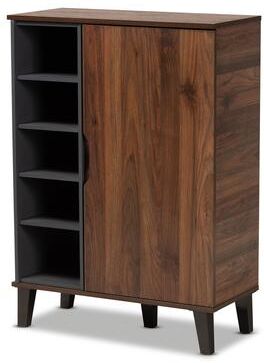 Baxton Studio Idina Mid-Century Modern Two-Tone 1-Door Shoe Cabinet