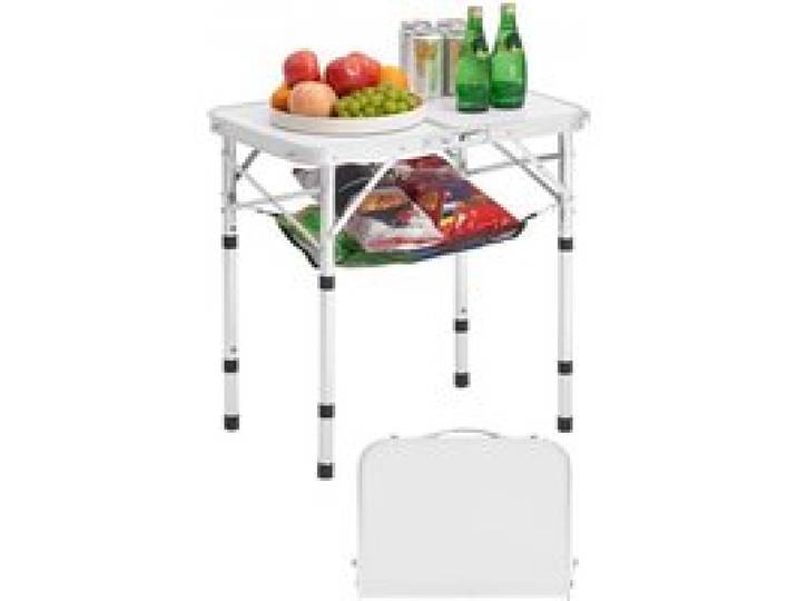 VEVOR Klapptisch Buffettisch tragbarer Allzwecktisch 60 x 40 cm, höhenverstellbarer Tisch (für 2-4 Personen) mit Tragegriff, Gartentisch Campingtisch für Partys Picknick Camping Grillen BBQ, Silber