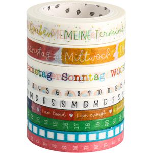 Papierdrachen Washi-Tape Bullet Journal, Aquarell, 5-10 mm x 10 m, wiederablösbar & beschreibbar, 9 Rollen