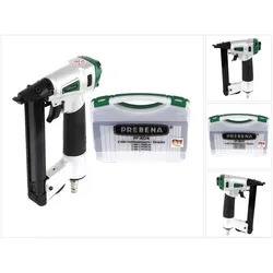 Prebena, Tacker + Nagelpistole, DNPF16 Luftdruck Druckluftnagler Drucklufttacker + PF-BOX Heftklammern 9.000 Stk
