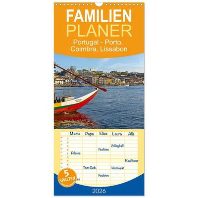 Familienplaner 2026 - Portugal - Porto, Coimbra, Lissabon mit 5 Spalten (Wandkalender, 21 x 45 cm) CALVENDO