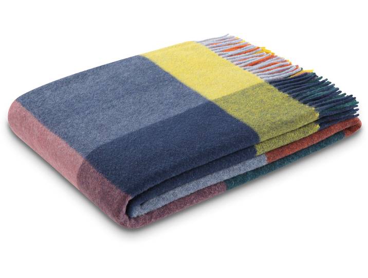 Wohndecke BIEDERLACK Plaid Vibrant Square , bunt, B:130cm L:170cm, Baumwolle, Polyacryl, Polyester, Wohndecken, Wohndecke, im sommerlichen Karodessin