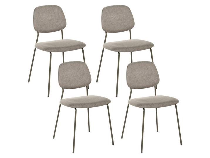 Beliani Esszimmerstuhl 4er-Set Stoff Taupe Riley, 48x83x52 cm, Esszimmer, Stühle