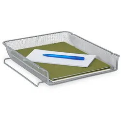 Relaxdays Dokumentenablage Metall stapelbar Silber
