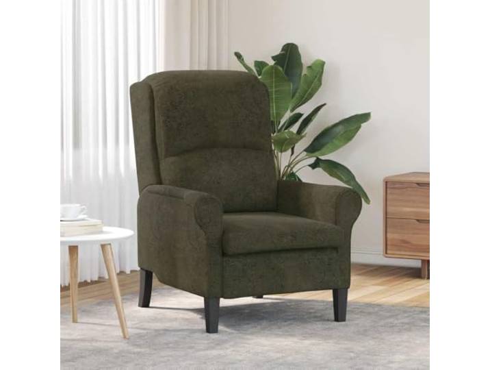 IBUQDDV Sessel Armeegrün Kunstleder mit Holzarmlehne für Wohnzimmer Modern Pflegeleichtes Kunstleder, stabile Holzwerkstoffe, ergonomische Rückenlehne, gerollte Armlehnen, vielseitig im Wohnzimmer
