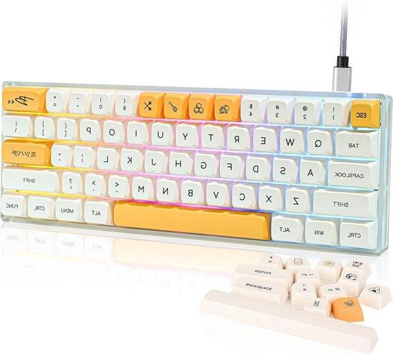 SOLIDEE Mechanisch Compact Toetsenbord met Hot Swappable Switches en 61 Toetsen - Honing Melk