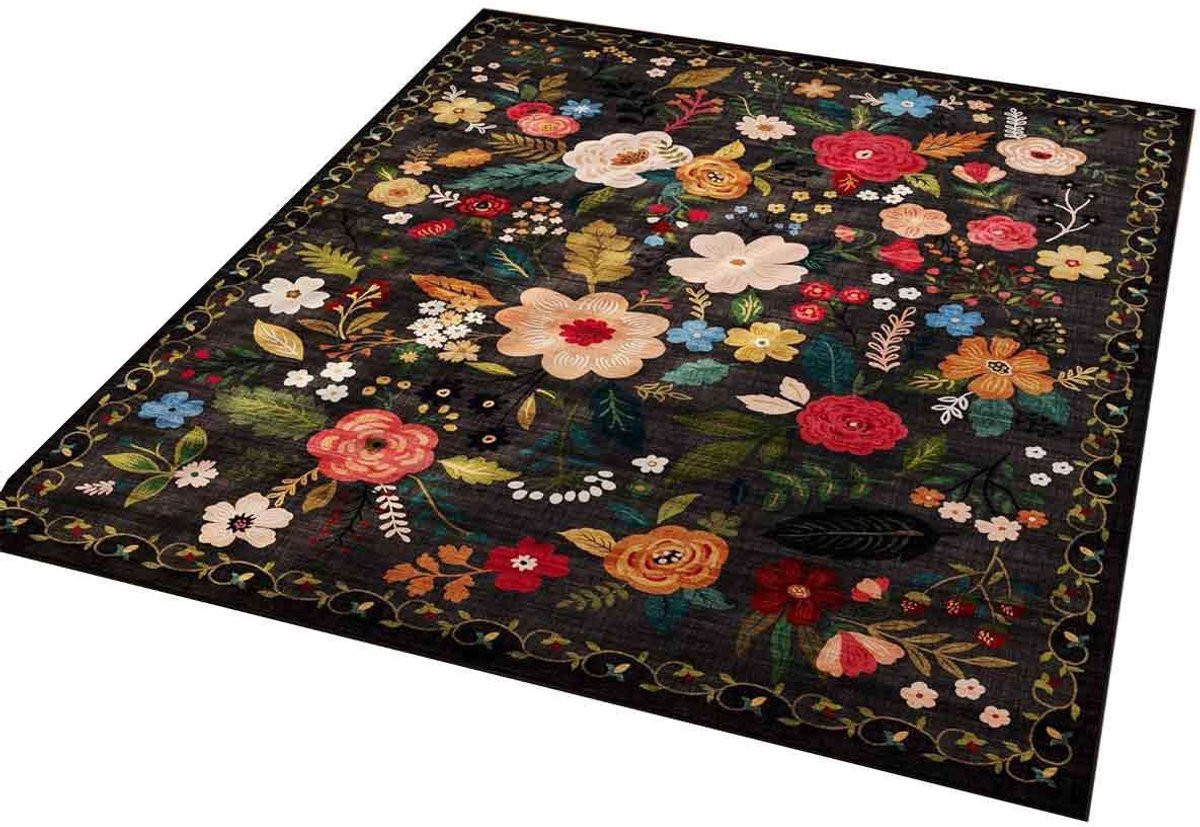 Bohemian bloemen vloerkleed met imitatie cashmere voor woonkamer, keuken of badkamer