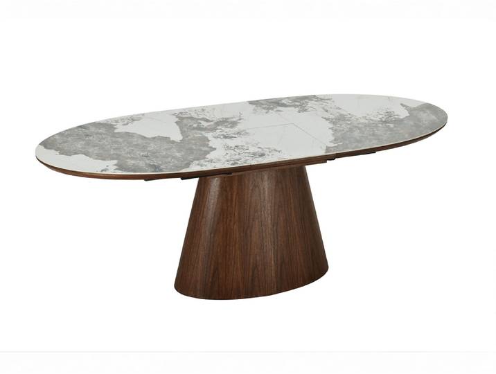 Table de repas ovale extensible Ryder Noyer/marbre - Basika