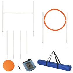 PawHut Agility Set Hunde, 5er-Set Hundetraining Steckhürdenset mit Tragetasche