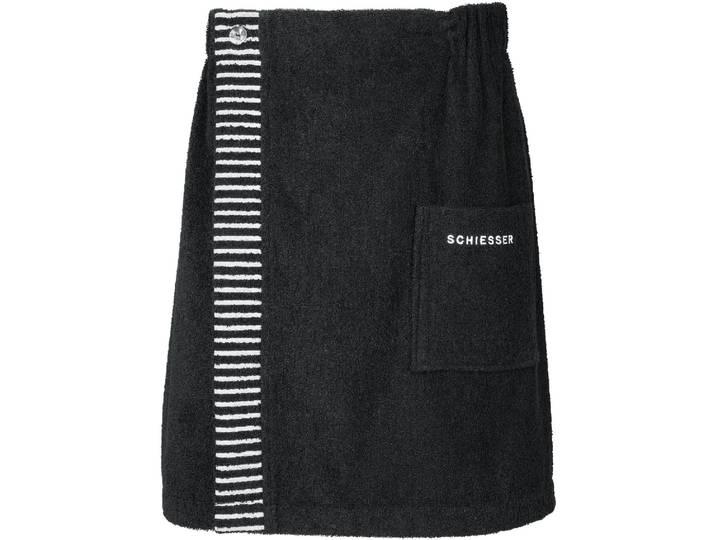 Kilt SCHIESSER Rom aus weicher Baumwolle, saugstark und 3-fach weitenverstellbar , schwarz, L:55cm, Frottier, Hausmäntel, Kilt, OEKO-TEX MADE IN GREEN