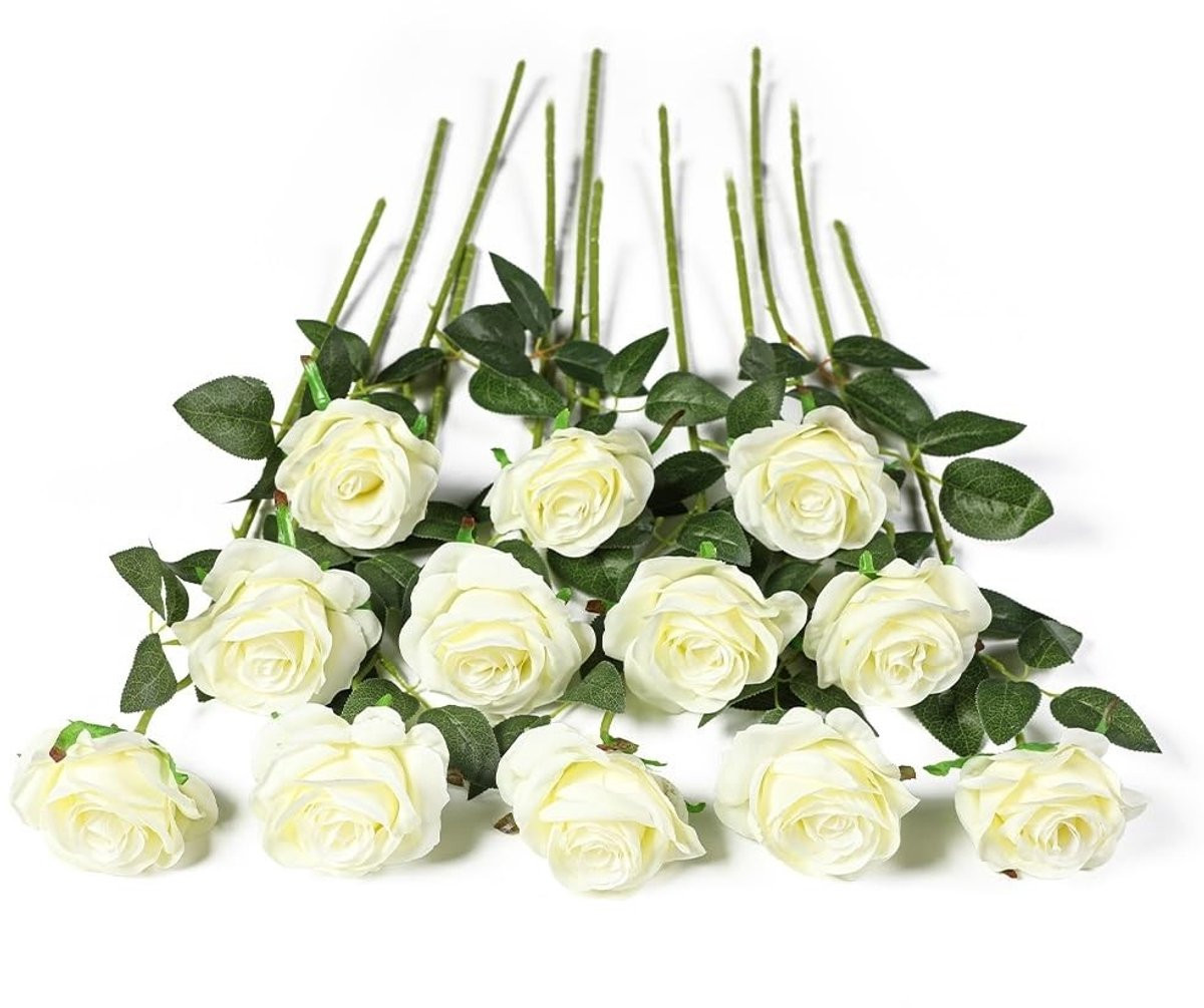 Omgoods - 12 stuks kunstmatige rozen voor decoratie
