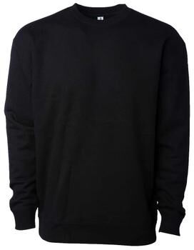 Independent Trading Co. IND3000 Heavyweight Crewneck Fleece T-Shirt in Black size XS   Cotton/Polyester Blend