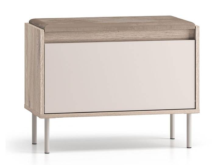 Feldmann-Wohnen Sitzbank Voco (mit Klapptür, Sitzfläche gepolstert, 1-St., moderne Optik, Sitzfläche gepolstert), 69x34x55cm Cashmere / Eiche Cremona Terrakotta