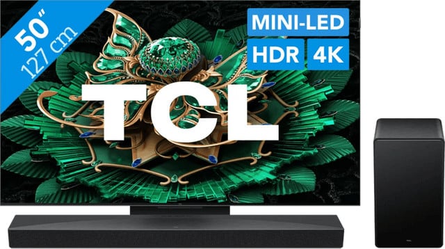TCL C71K QD Mini-LED 4K Smart TV 50 inch en TCL Q65H Set