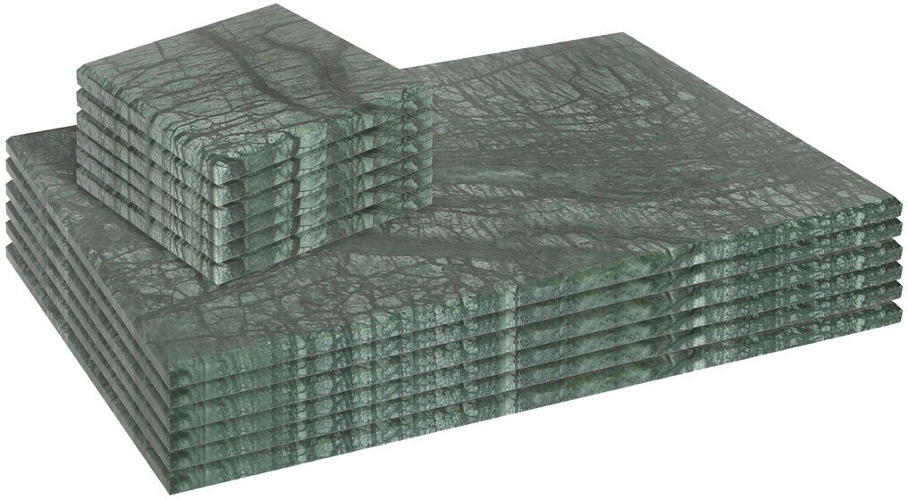 Argon Tableware Marble Placemat And Coaster Set Green 30cm W X 30cm L X 20cm D