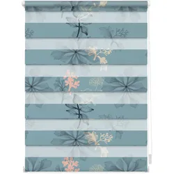 Lichtblick Duo Rollo Klemmfix, ohne Bohren, blickdicht, Aqua Floral - Blau