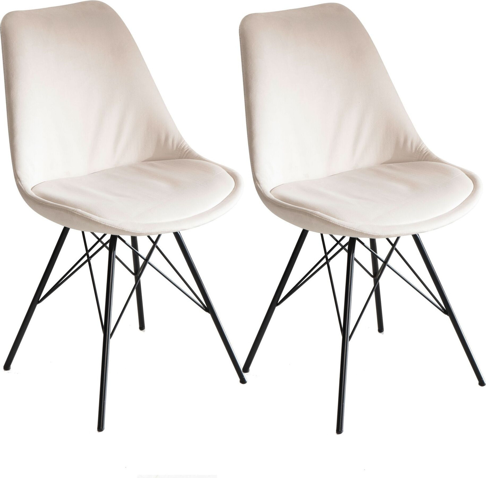 Wohnling Eetkamerstoel set van 2, beige fluweel, Scandinavische stijl