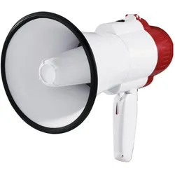 SpeaKa Professional Preiswertes Hand-Megaphon mit Sirene. Besonderheit: integrierte Sounds, mit Haltegurt. (Megaphon), Audio Zubehör, Weiss, Rot