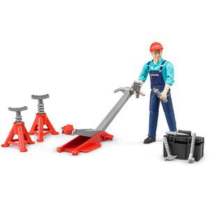 bruder Spielfigur bworld 62100, ab 4 Jahre, Mechaniker mit Zubehör, 10,7 x 17 cm