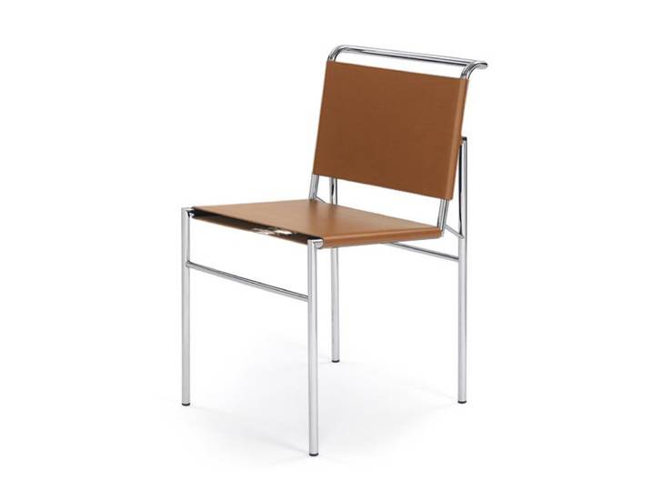 CLASSICON chaise ROQUEBRUNE (Cognac - cuir et acier chromé)