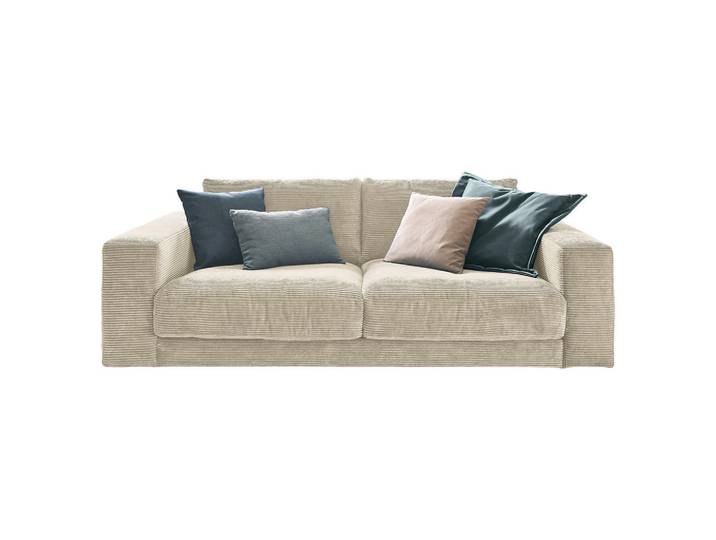 Hom`in 2-Sitzer-Sofa, Creme, Kunststoff, Füllung: Schaumstoff, Federn, 230x85x127 cm, Goldenes M, DGM-Klimapakt, Rücken echt, Wohnzimmer, Sofas & Couches, Sofas, 2-Sitzer Sofas