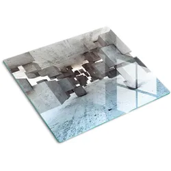 GLASPLATTE 60x52 cm Kubischer Beton