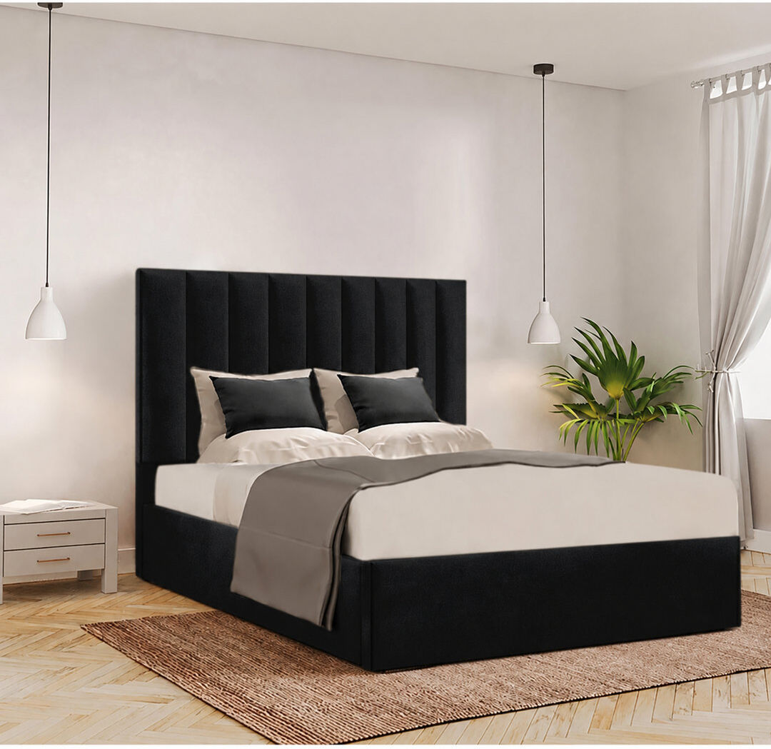 Brayden Studio Besar Upholstered Ottoman Storage Bed Black Kingsize (5')