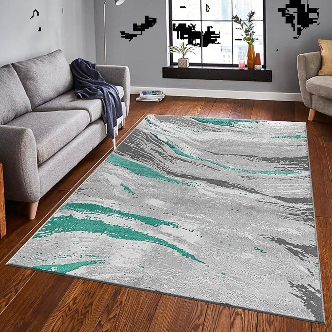 Metro Abstract Shaggy Area Rug Emerald Rectangle 160 x 230 cm