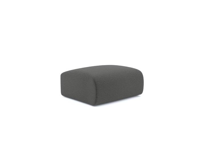 Pouf en tissu bouclette gris graphite