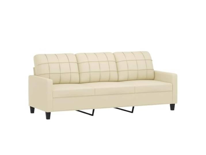 GHVBNMF 3-Sitzer Sofa Kunstleder Polstersofa Couch Creme 198x77x80cm Modernes Dreisitzer Polstermöbel fürs Wohnzimmer, pflegeleichter Kunstlederbezug mit stabilem Metallgestell.