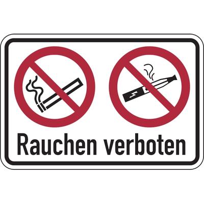 Verbotsschild, Kombischild, Zigarette/E-Zigarette, Rauchen verboten, praxisbewährt - 300 x 200 x 1.5 mm Kunststoff