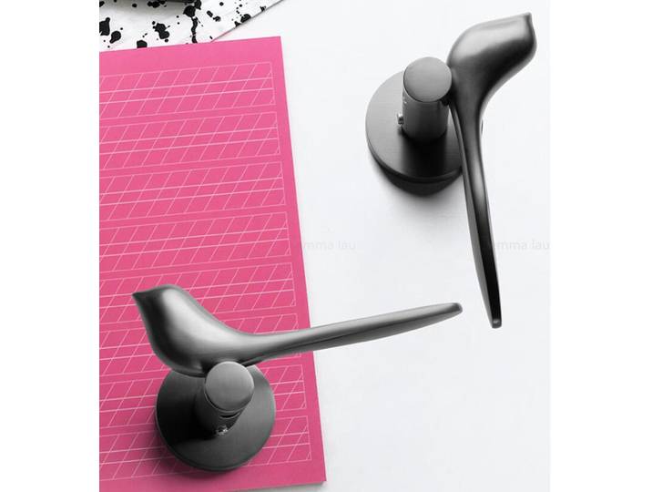 1 paire de poignées de porte en forme d'oiseau gris et or, pour intérieur de chambre à coucher, salle de bains, poignées de porte silencieuses, quincaillerie moderne
